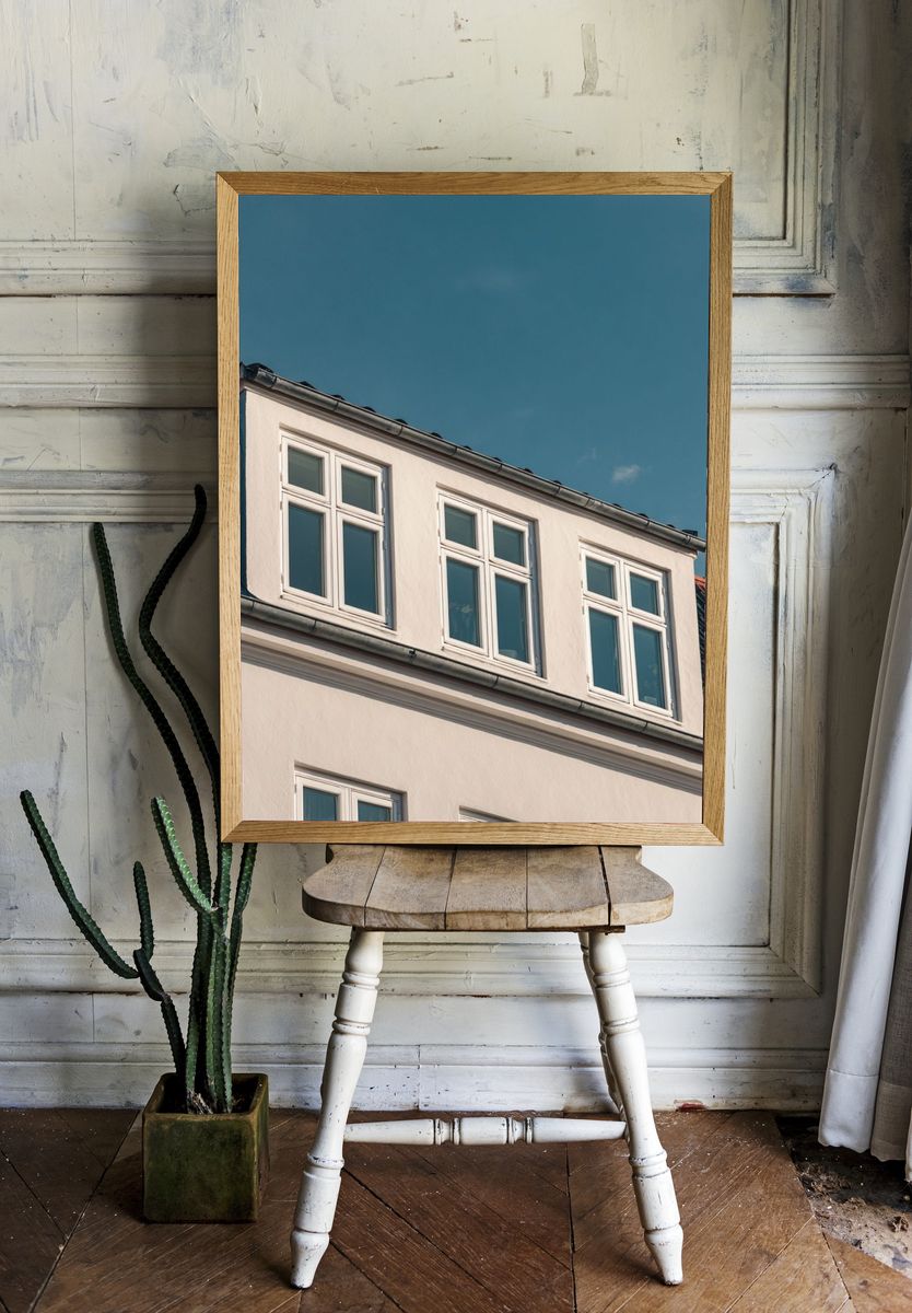 Blue Sky Townhouse Architecture Poster. room preview