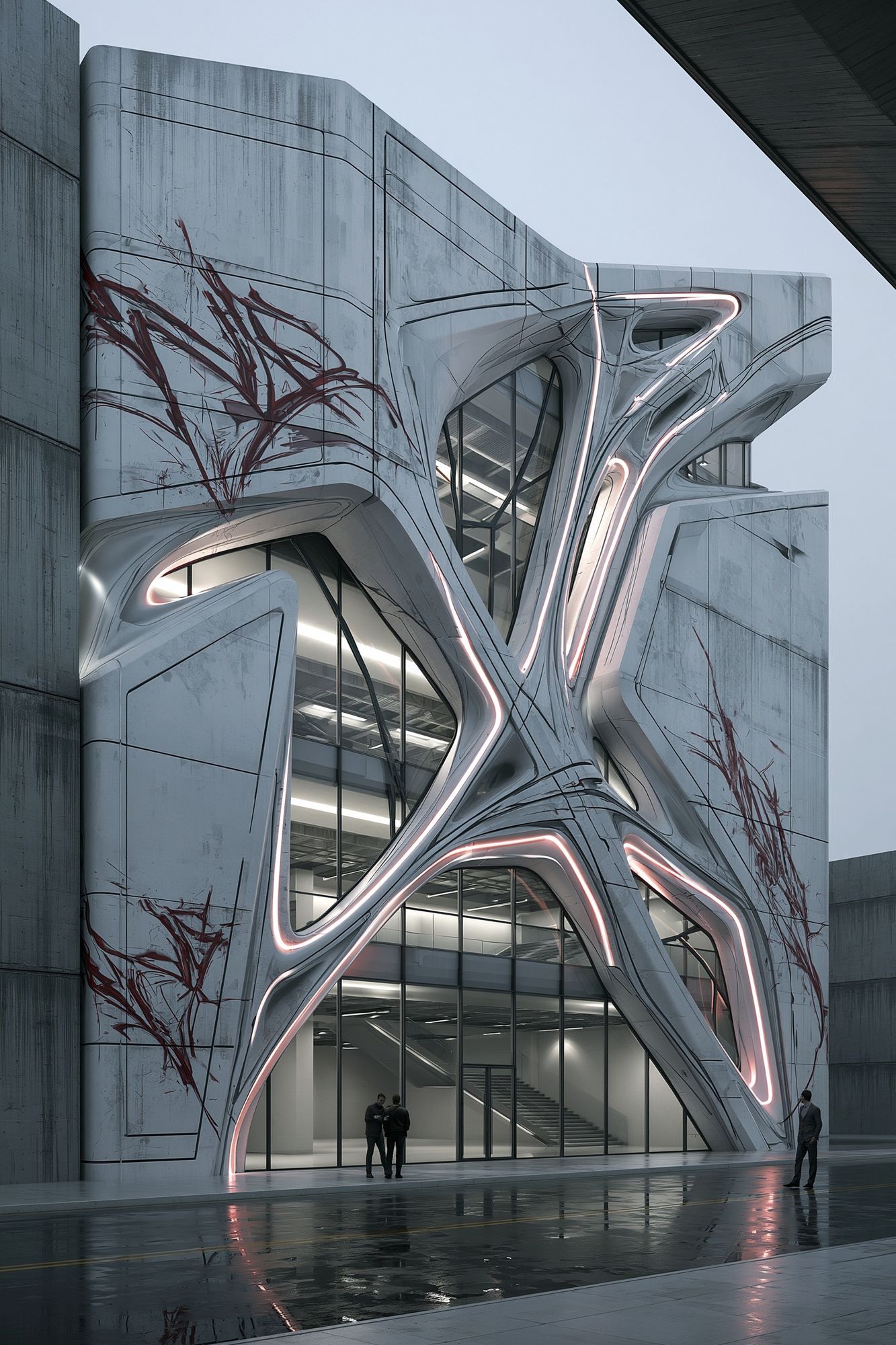 Futuristic Brutalist Building Poster. poster detail