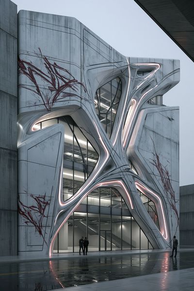 Futuristic Brutalist Building Poster.