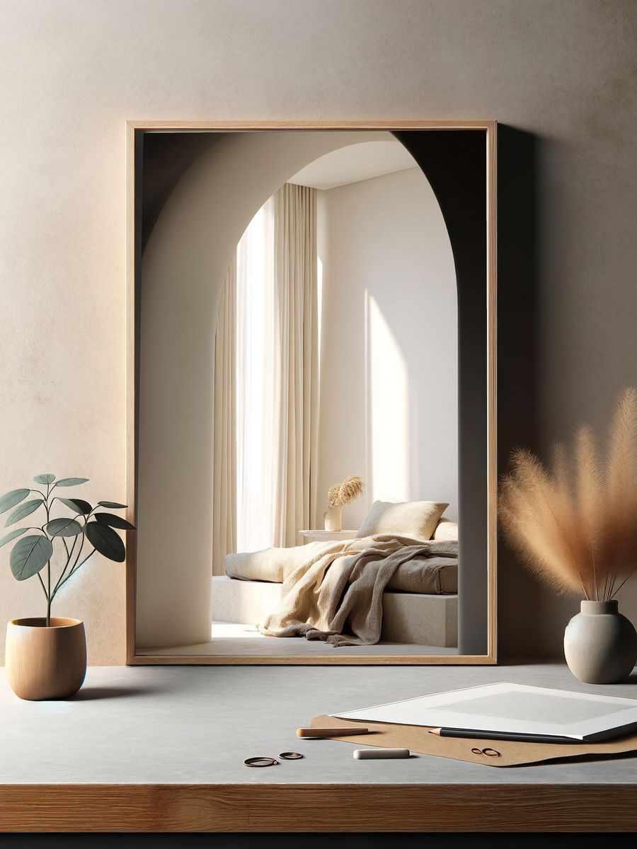 Sunlit Minimal Bedroom Interior Print. — room view 2