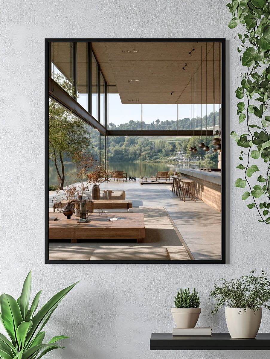 Modern Lakeside Interior Photography Poster. — room view 4