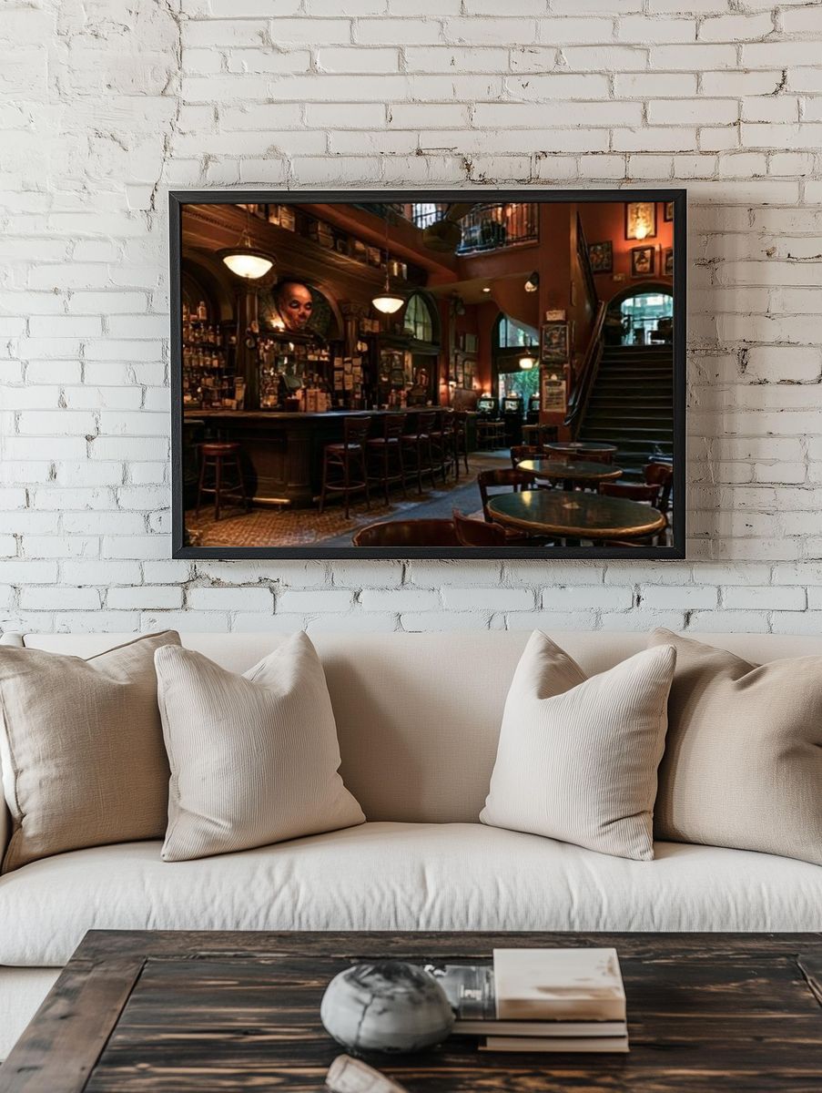Cozy Vintage Bar Interior Poster. room preview