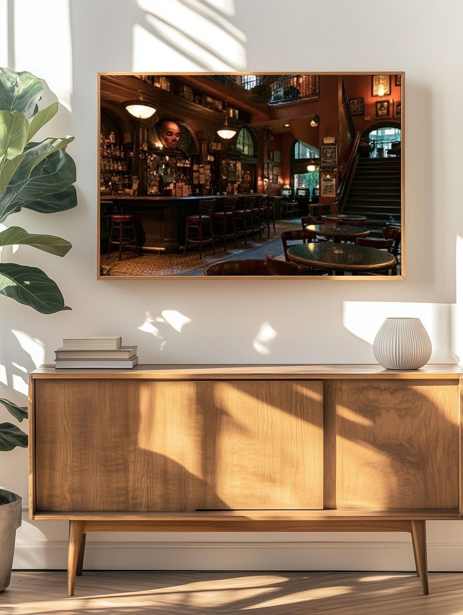 Cozy Vintage Bar Interior Poster. — room view 3