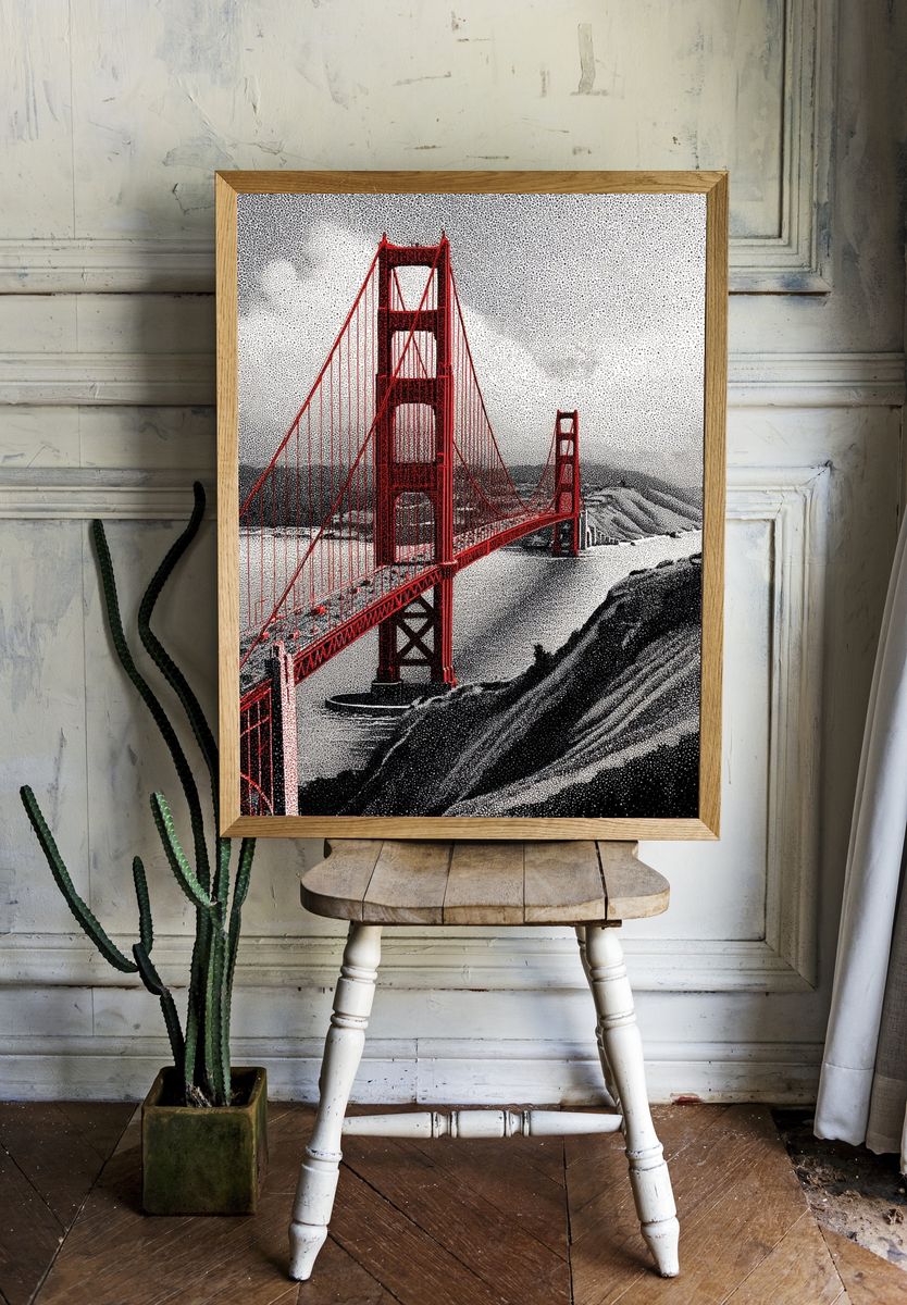 Golden Gate Bridge Halftone Poster. room preview