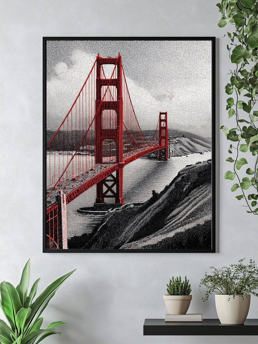 Golden Gate Bridge Halftone Poster. — room view 4