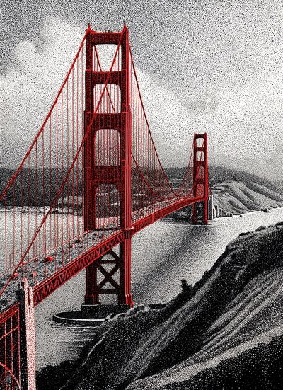 Golden Gate Bridge Halftone Poster.