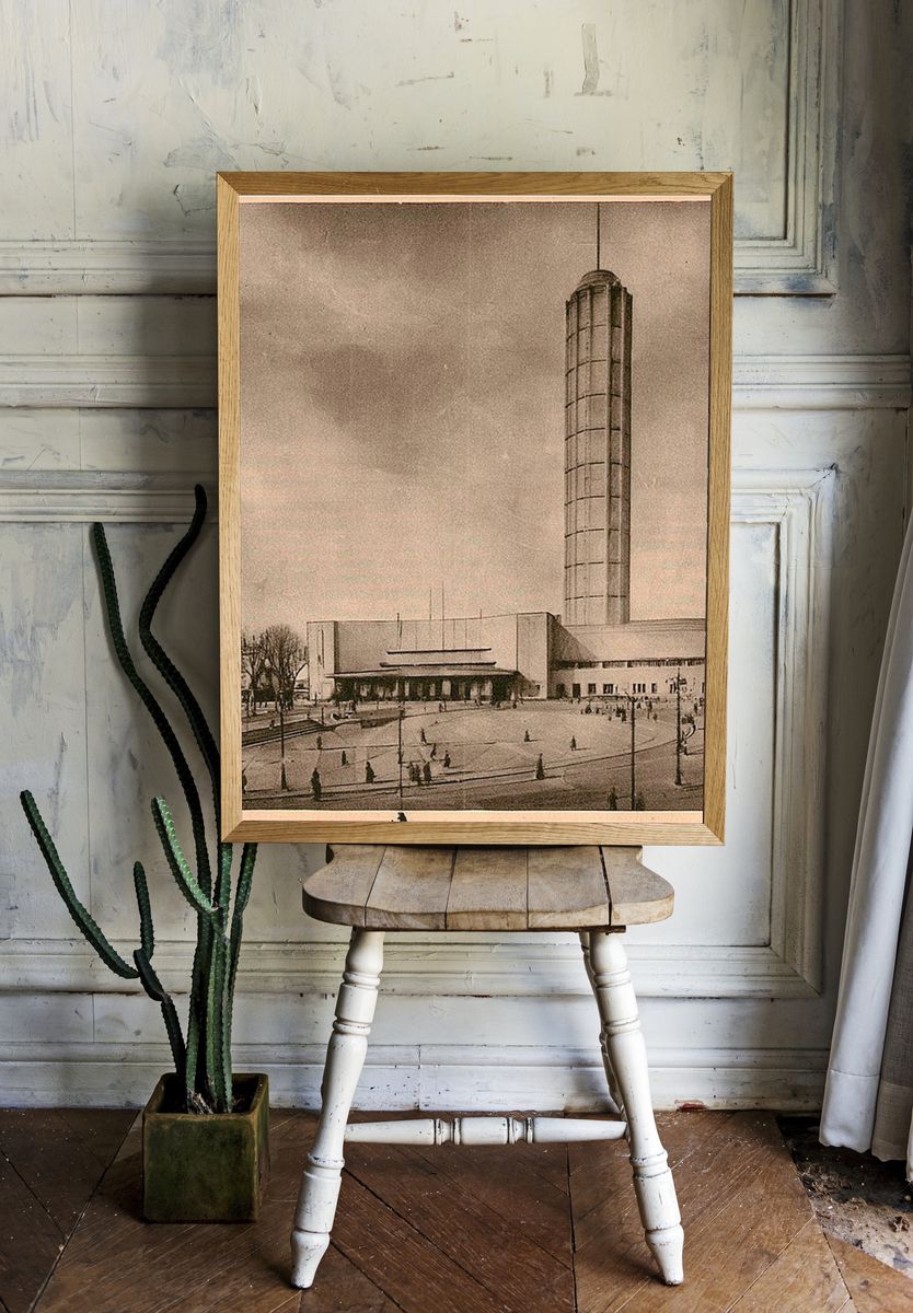 Art Deco Tower Architecture Print. room preview