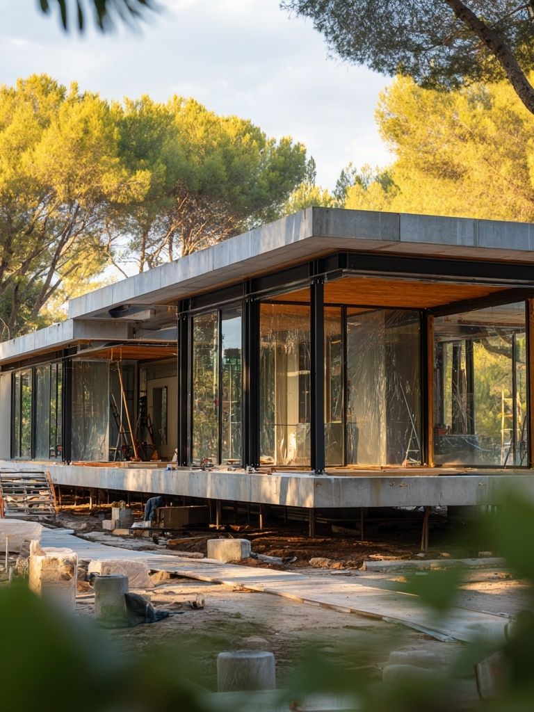 Modern Glass House in Pines Poster. poster — architecture art