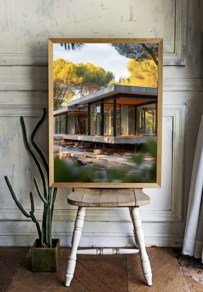 Modern Glass House in Pines Poster. — room view 1