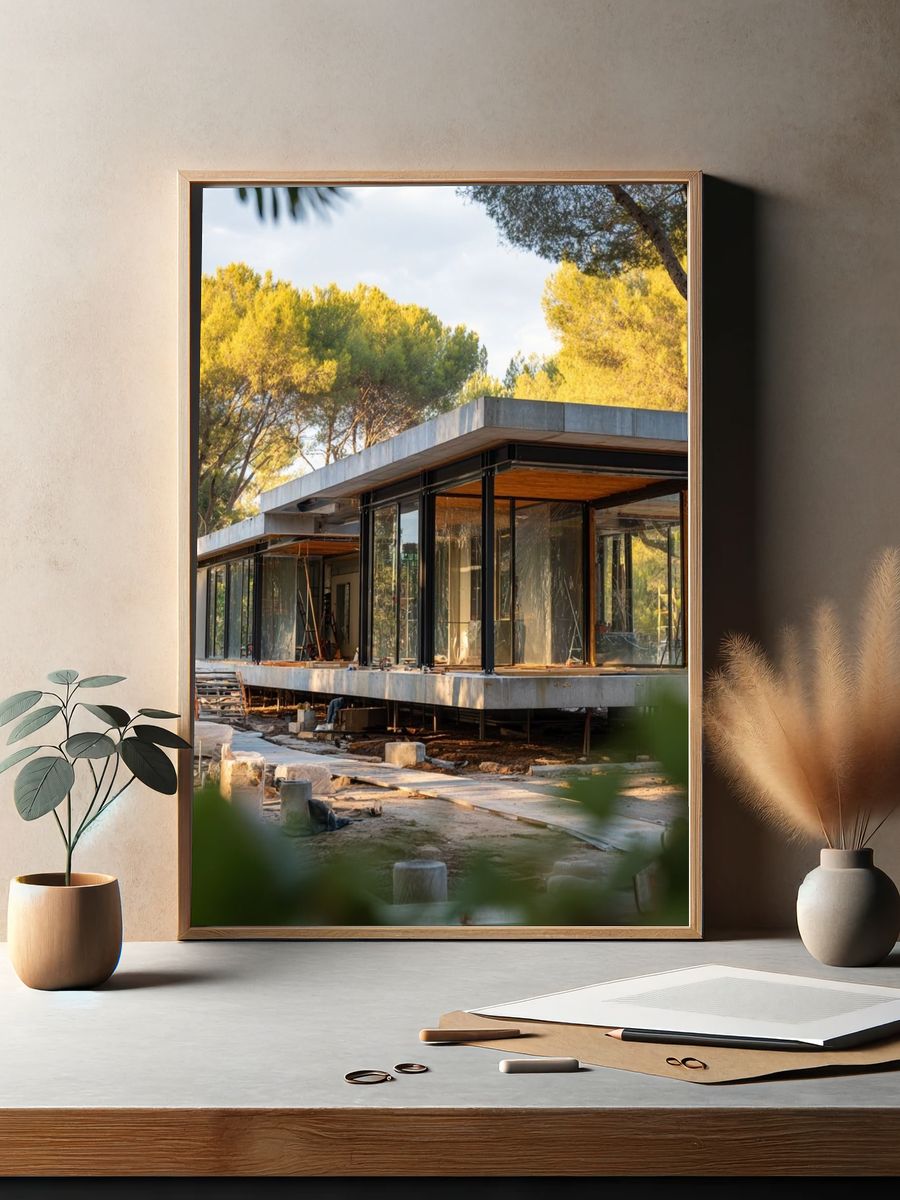 Modern Glass House in Pines Poster. — room view 2