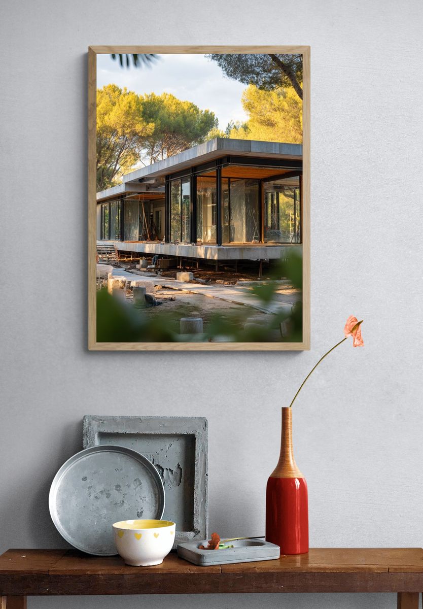 Modern Glass House in Pines Poster. — room view 3