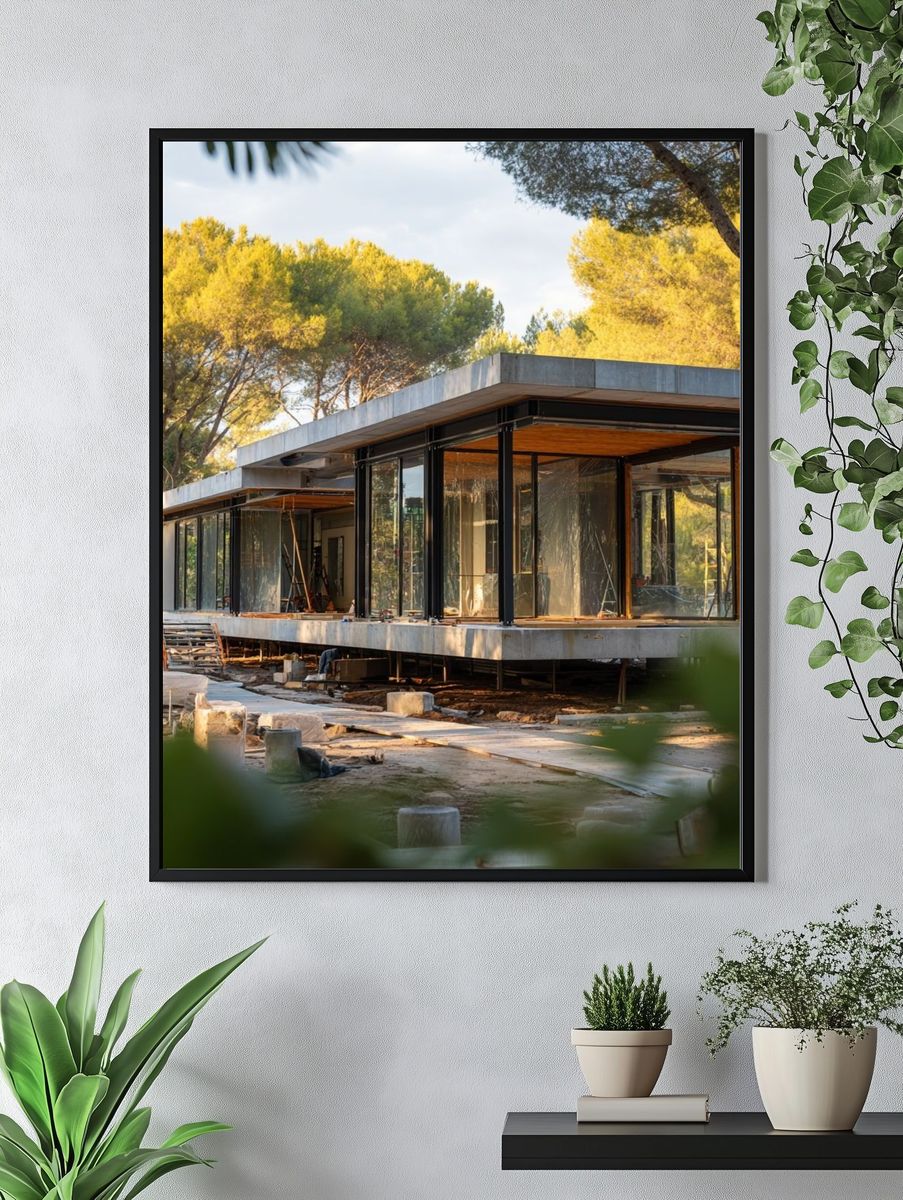 Modern Glass House in Pines Poster. — room view 4