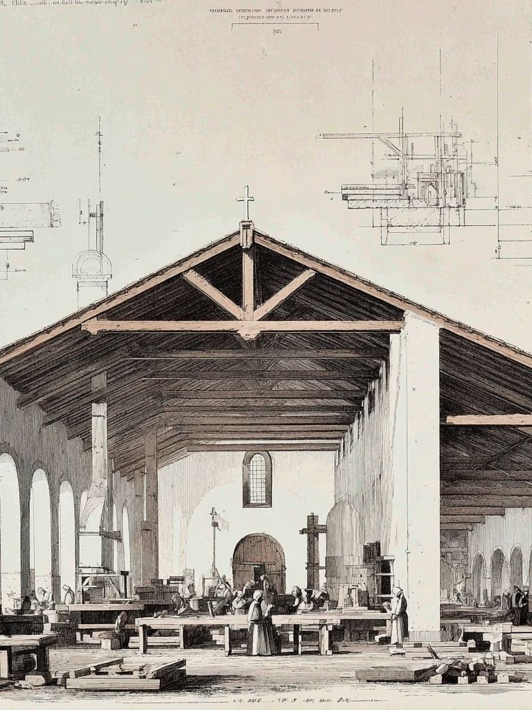 Architectural Church Interior Print. poster detail