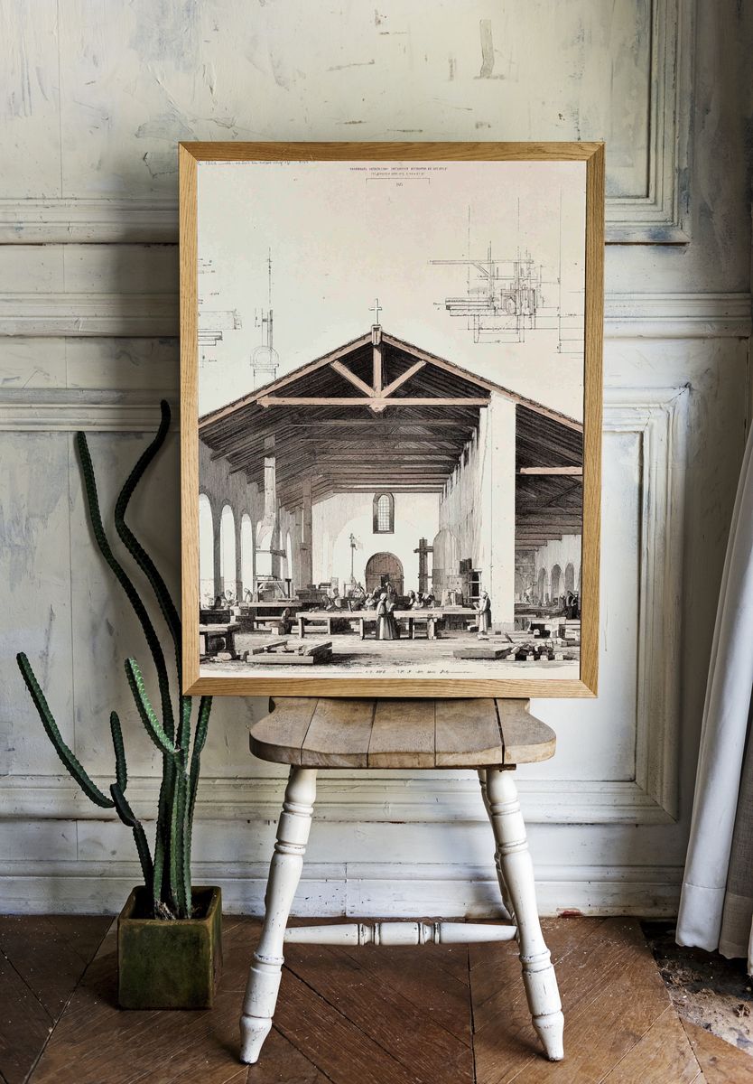 Architectural Church Interior Print. room preview