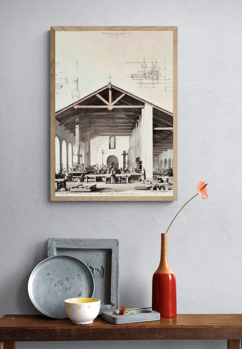 Architectural Church Interior Print. — room view 3