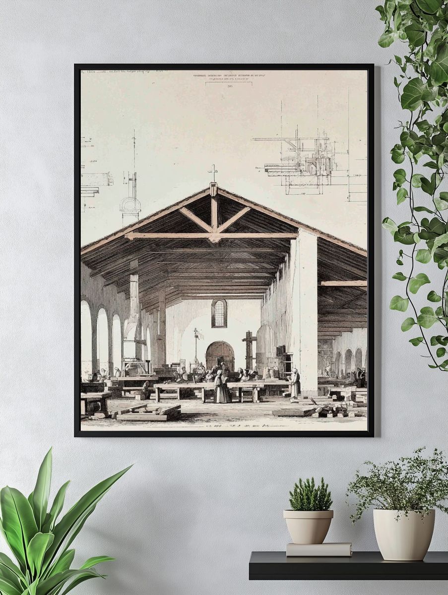 Architectural Church Interior Print. — room view 4