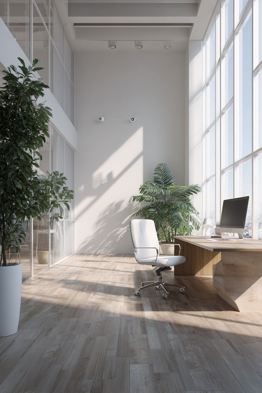 Sunlit Modern Office Interior Print. poster detail