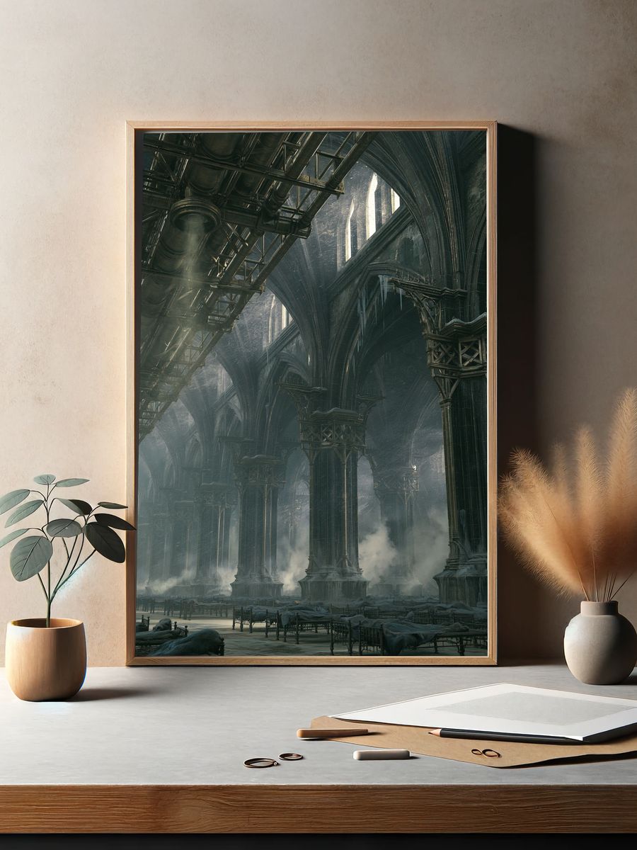 Gothic Cathedral Interior Poster. — room view 2