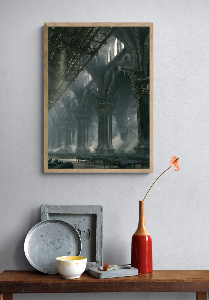Gothic Cathedral Interior Poster. — room view 3