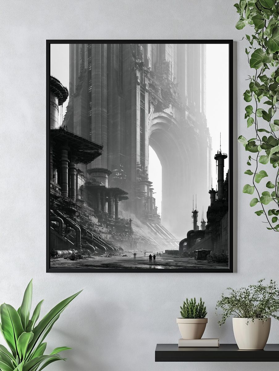 Futuristic Industrial Cityscape Print. — room view 4