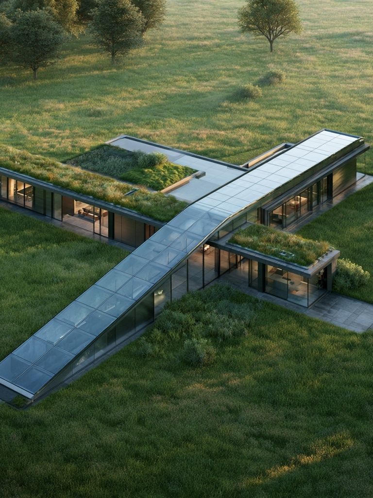 Modern Green Roof House Poster. poster detail