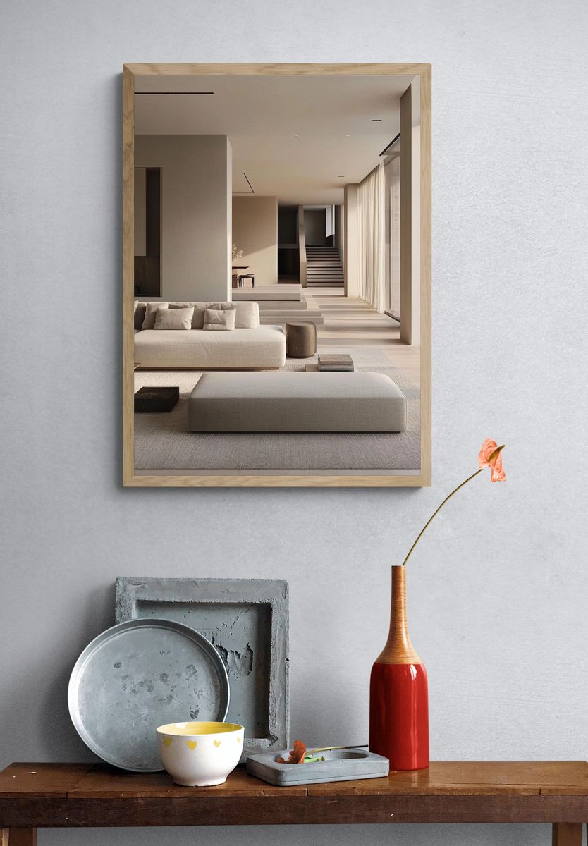 Minimalist Neutral Living Room Print. — room view 3