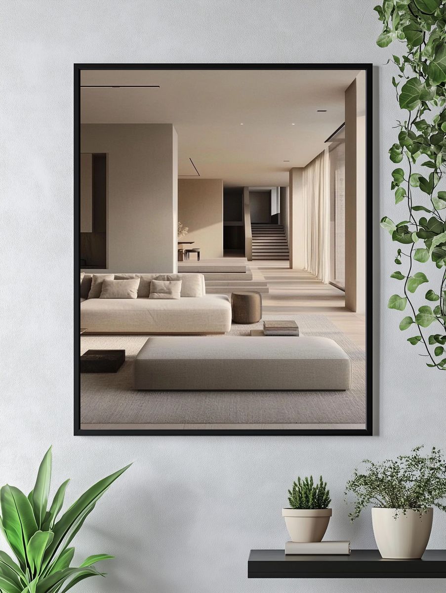 Minimalist Neutral Living Room Print. — room view 4