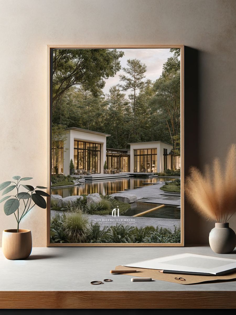 Modern Forest Villa Photography Poster. — room view 2