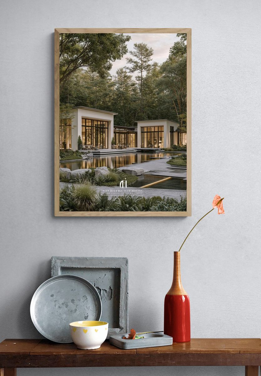 Modern Forest Villa Photography Poster. — room view 3
