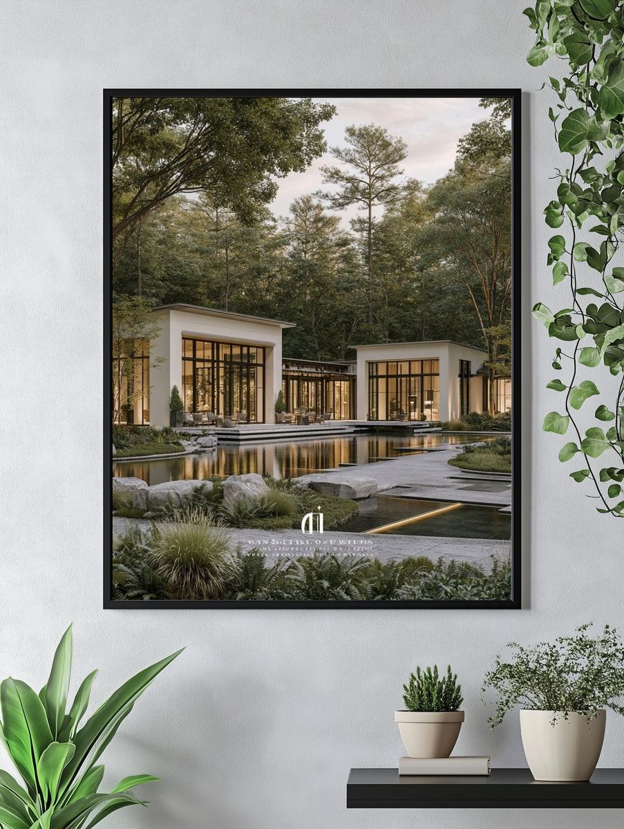 Modern Forest Villa Photography Poster. — room view 4