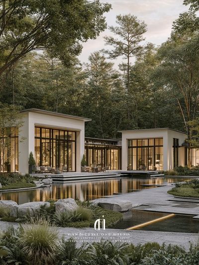 Modern Forest Villa Photography Poster.