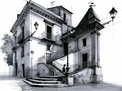 Sketchy Italian Building Poster.