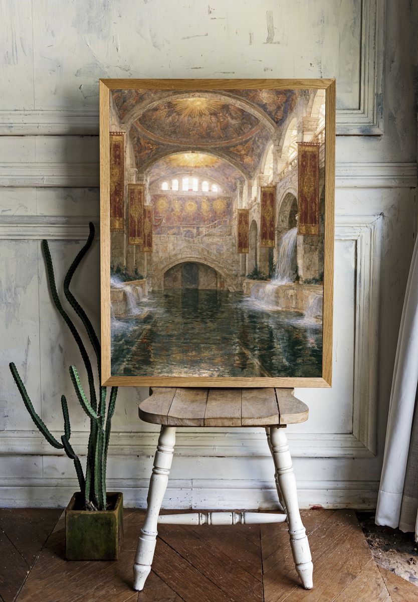 Roman Bathhouse Interior Print. room preview