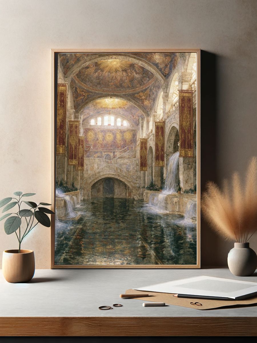 Roman Bathhouse Interior Print. — room view 2