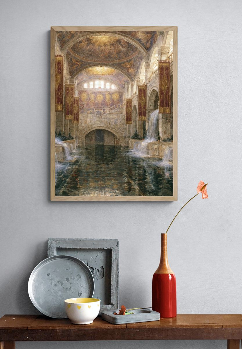 Roman Bathhouse Interior Print. — room view 3
