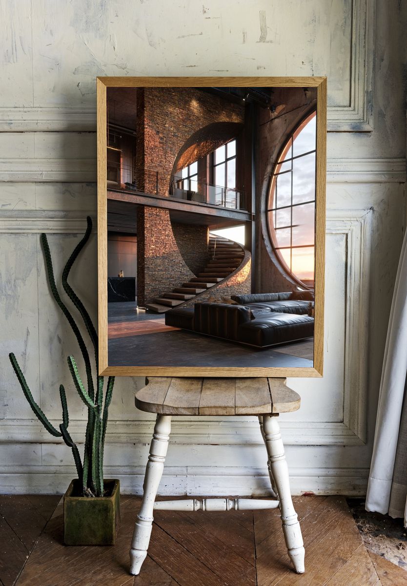 Industrial Loft Interior Photography Poster. — room view 1