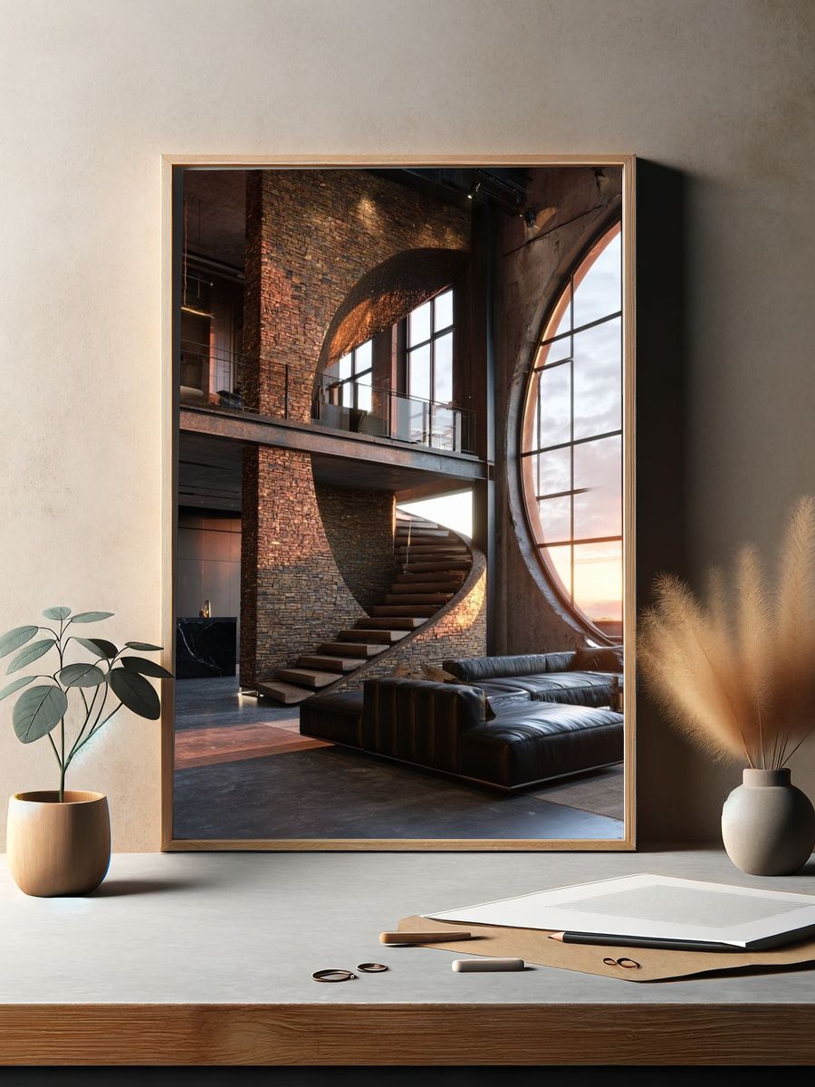 Industrial Loft Interior Photography Poster. — room view 2