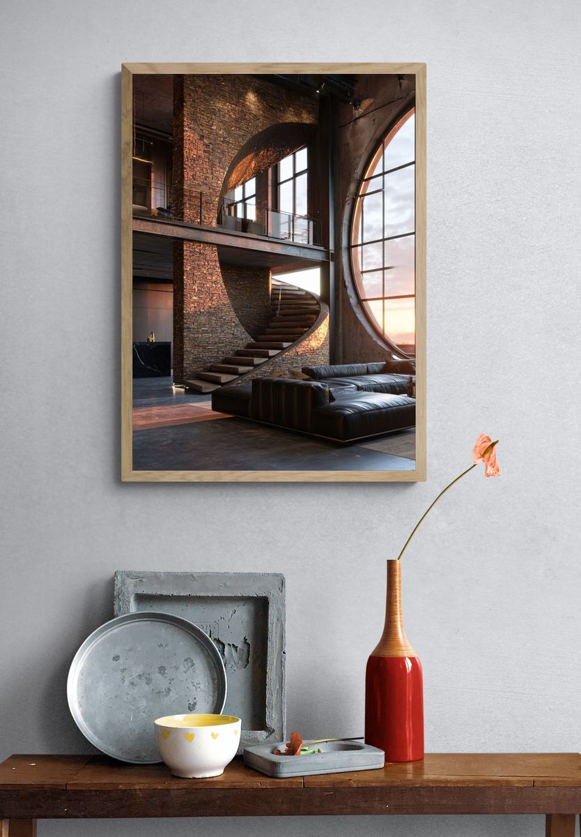 Industrial Loft Interior Photography Poster. — room view 3