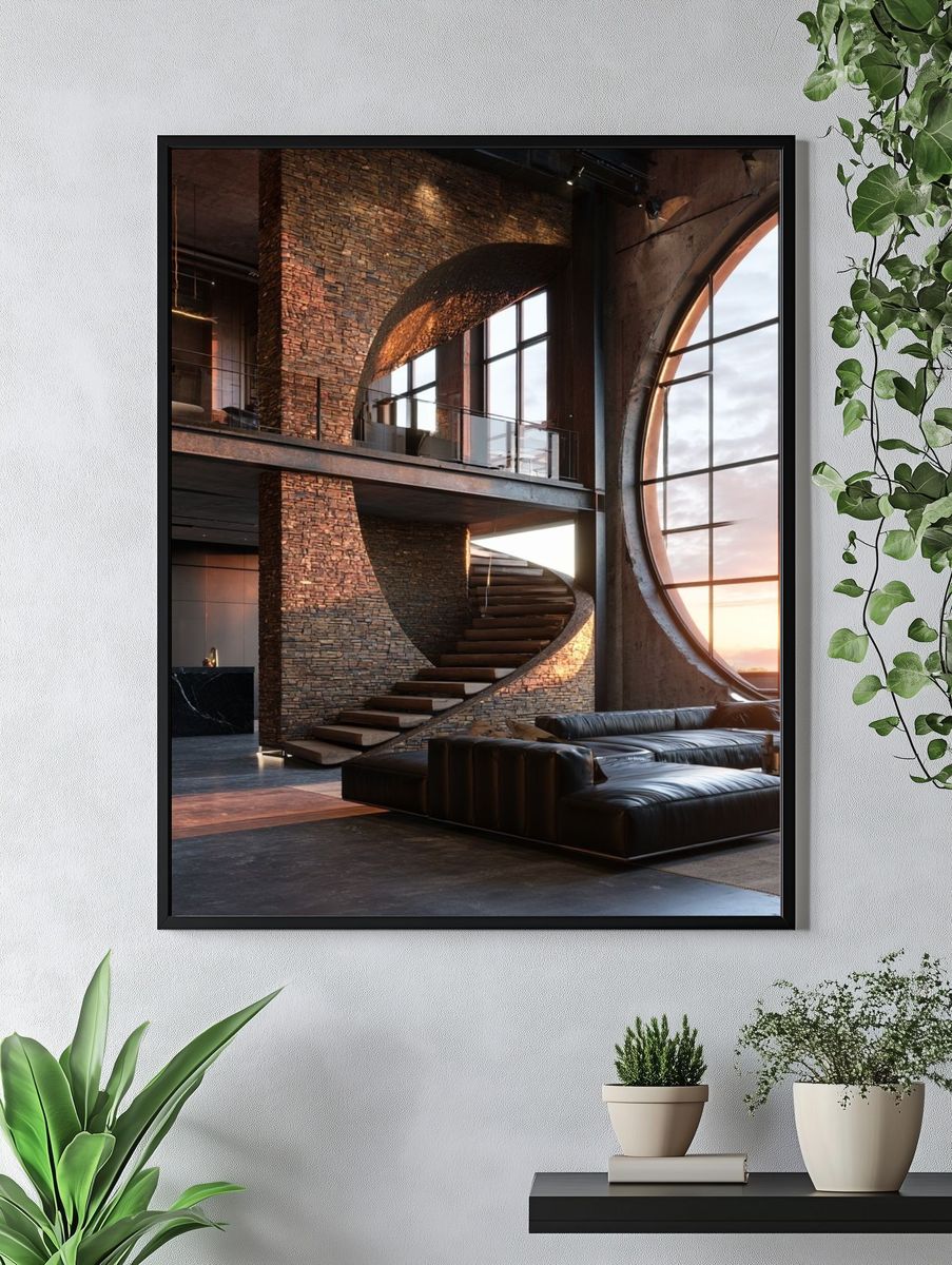 Industrial Loft Interior Photography Poster. — room view 4