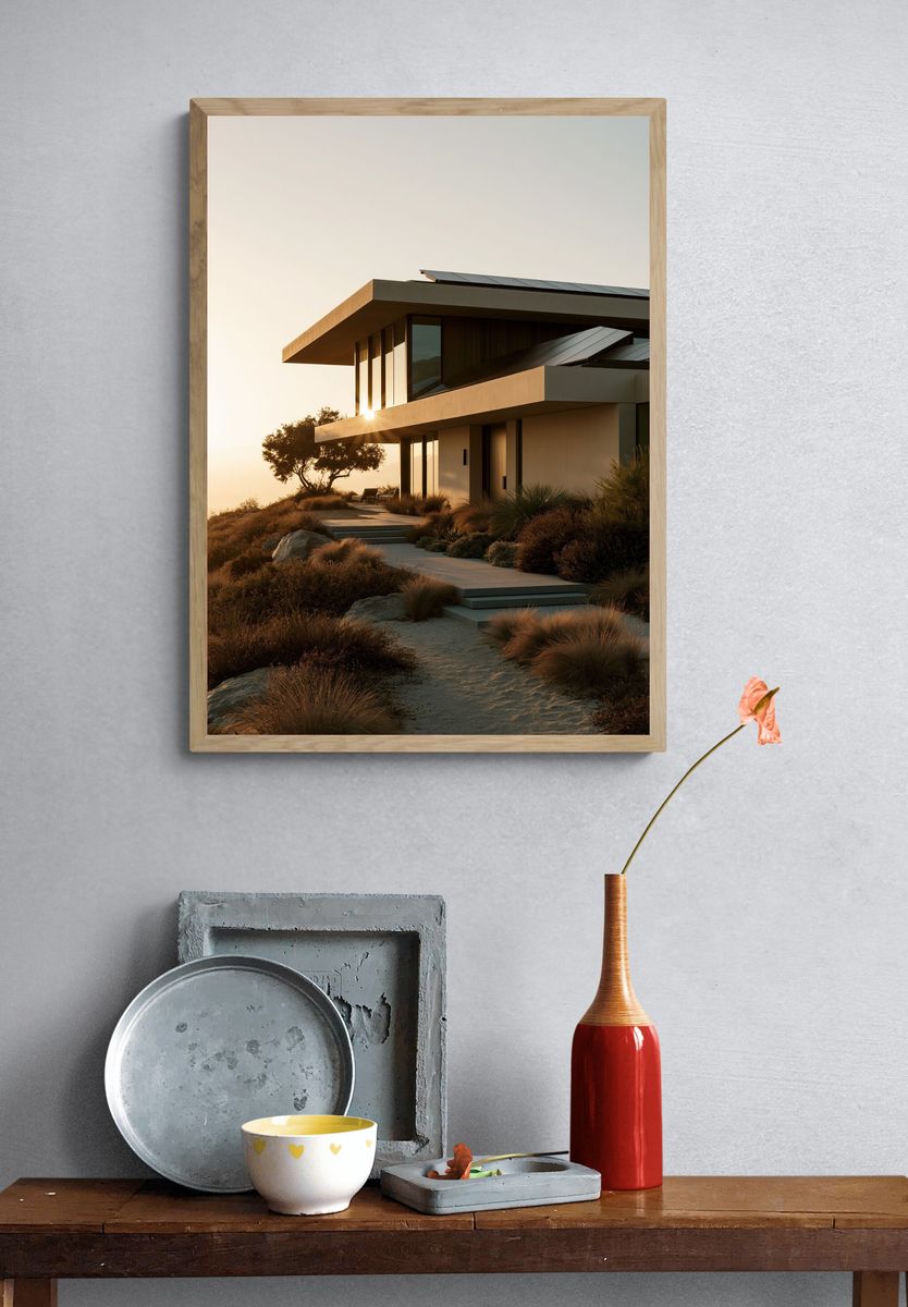 Modern Desert House Photography Poster. — room view 3