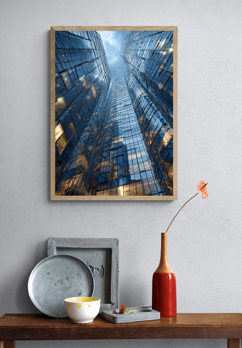 Glass Skyscrapers — Architecture Print. — room view 3