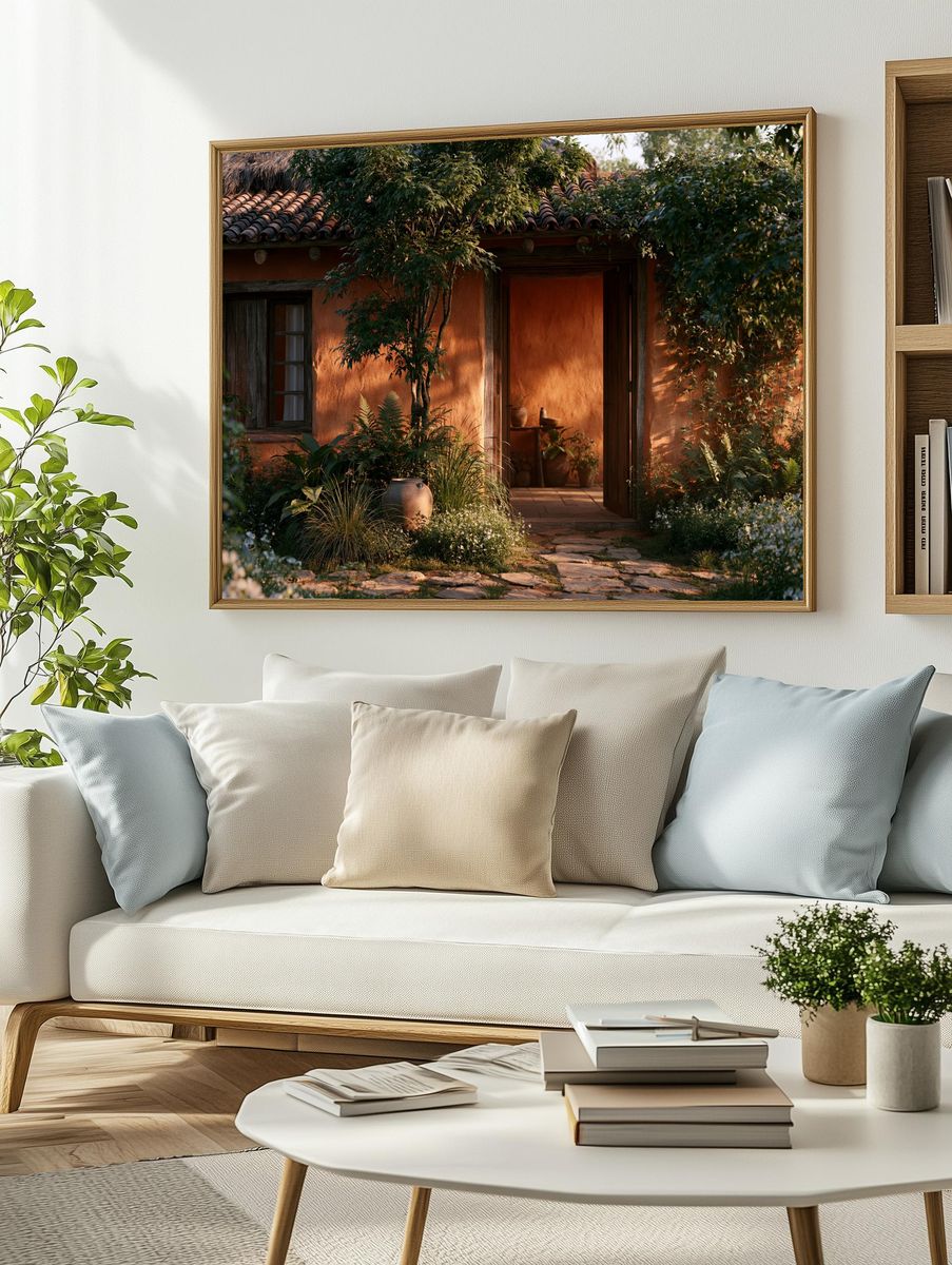 Rustic Adobe Garden House Print. — room view 2