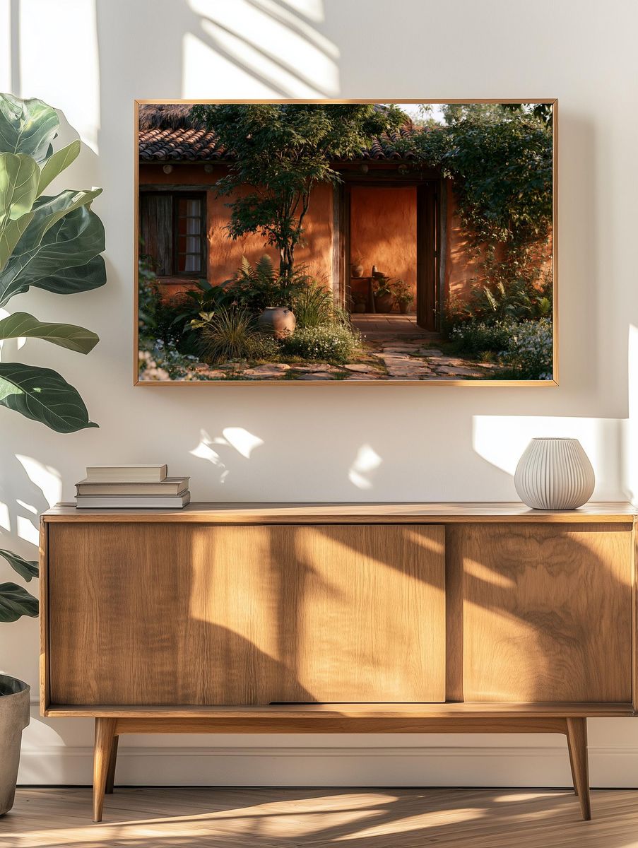 Rustic Adobe Garden House Print. — room view 3