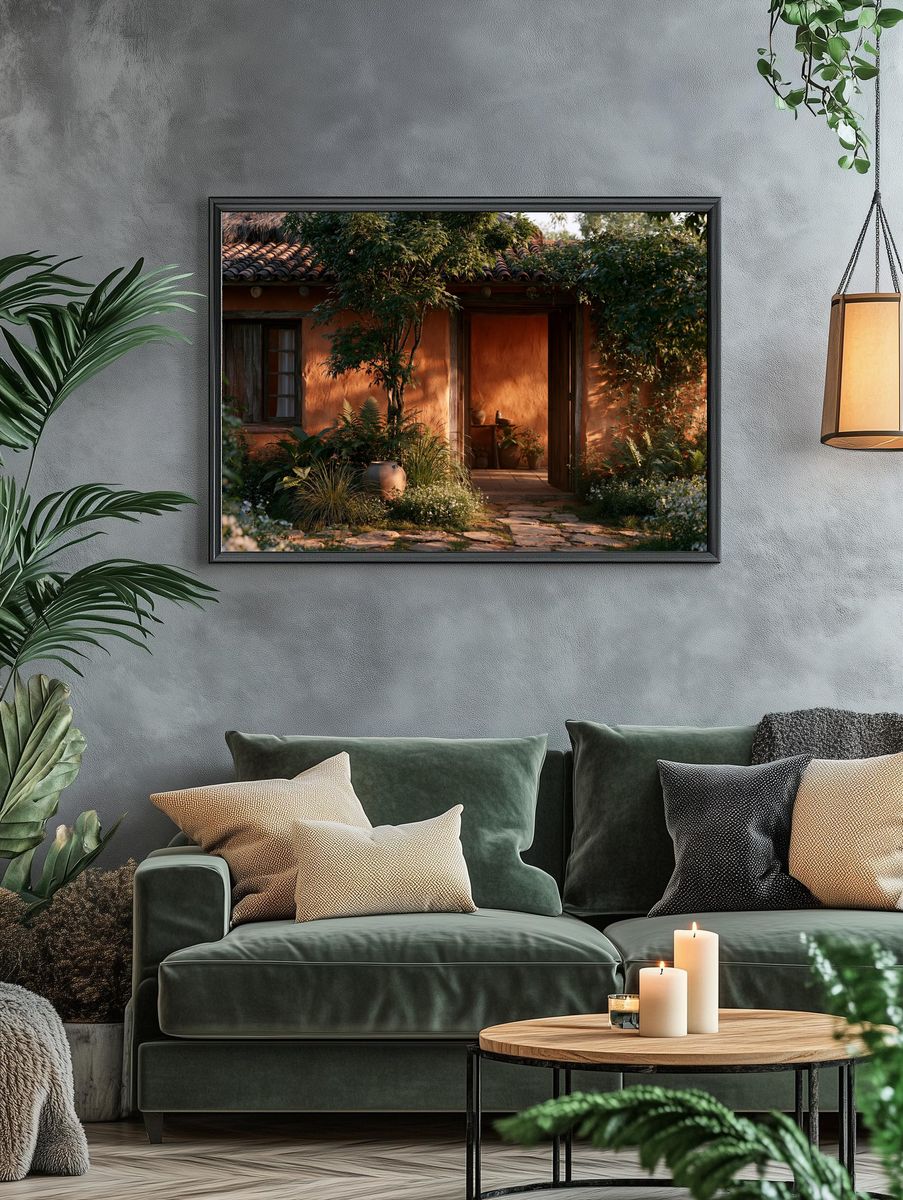 Rustic Adobe Garden House Print. — room view 4