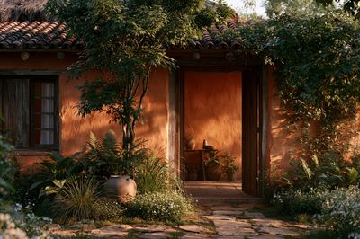 Rustic Adobe Garden House Print.