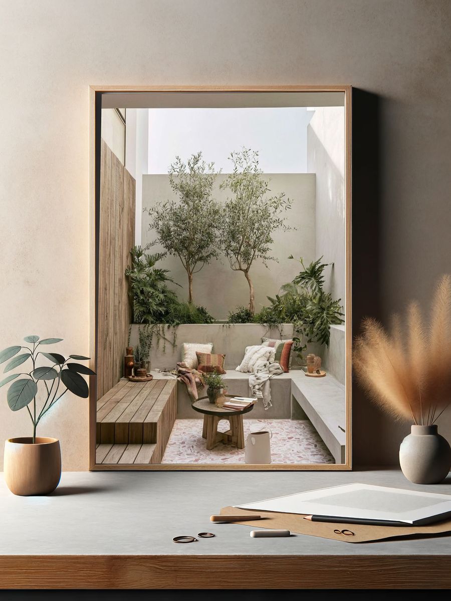 Mediterranean Courtyard Interior Print. — room view 2