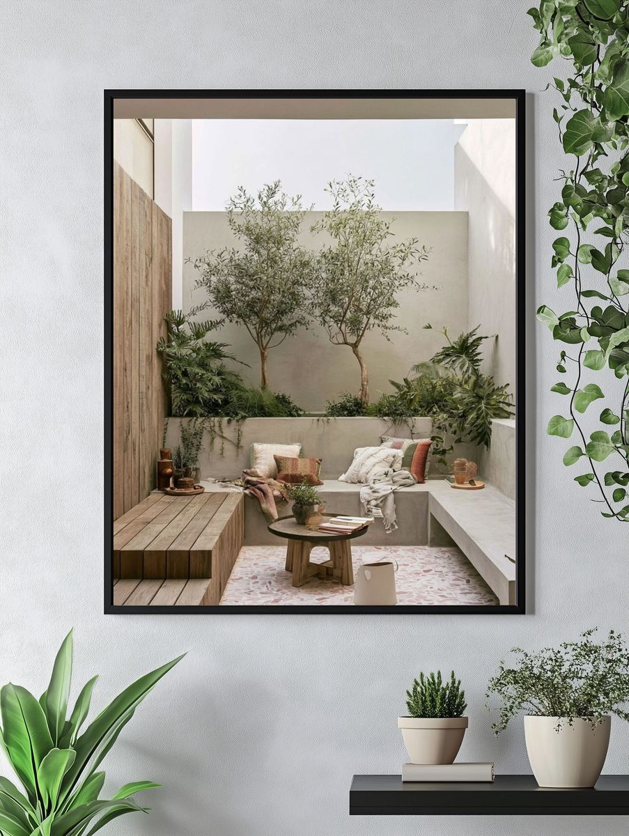 Mediterranean Courtyard Interior Print. — room view 4