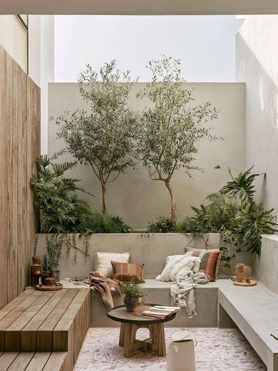 Mediterranean Courtyard Interior Print. poster