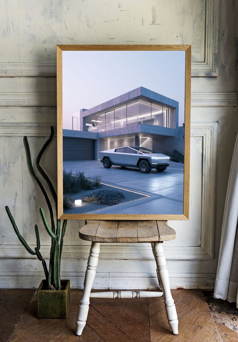 Cybertruck Modern Architecture Poster. — room view 1