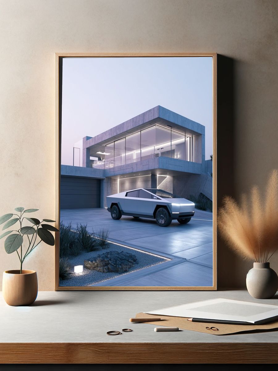 Cybertruck Modern Architecture Poster. — room view 2